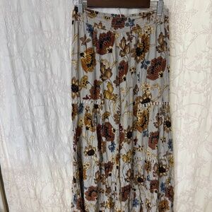 Nostalgia Woman’s Palazzo Wide Leg Multicolor Floral Lace Cutout Pants Size S